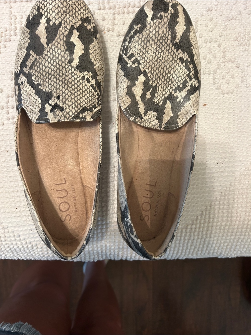 Naturalizer Women's Snake-Print Loafers in Beige and Black